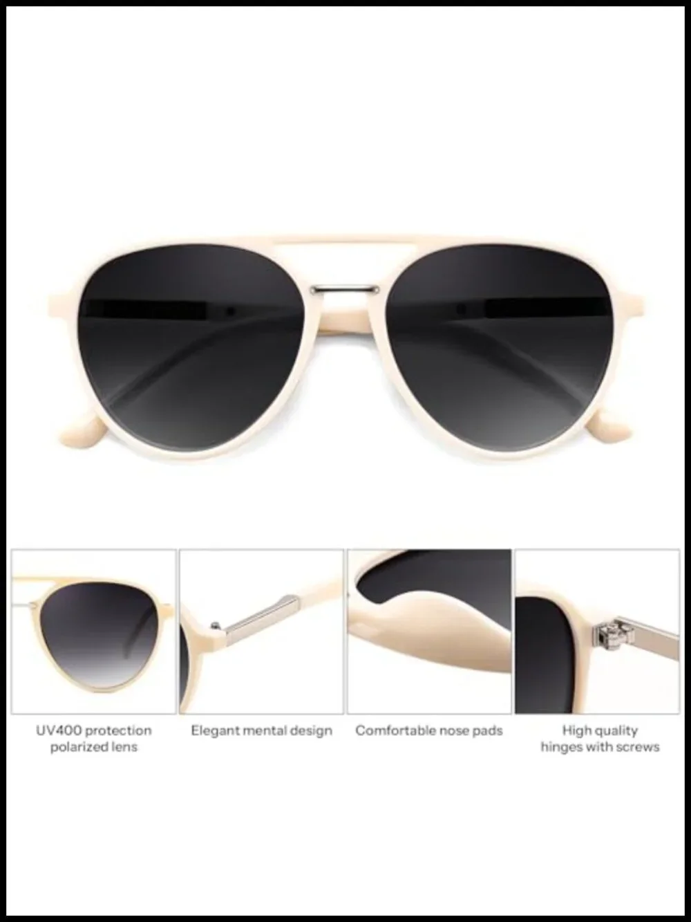 Retro Polarized Aviator Sunglasses, UV400 Protection, 70s Vintage Style